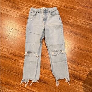 Abercrombie & Fitch Light Wash Distressed Boyfriend Jeans
